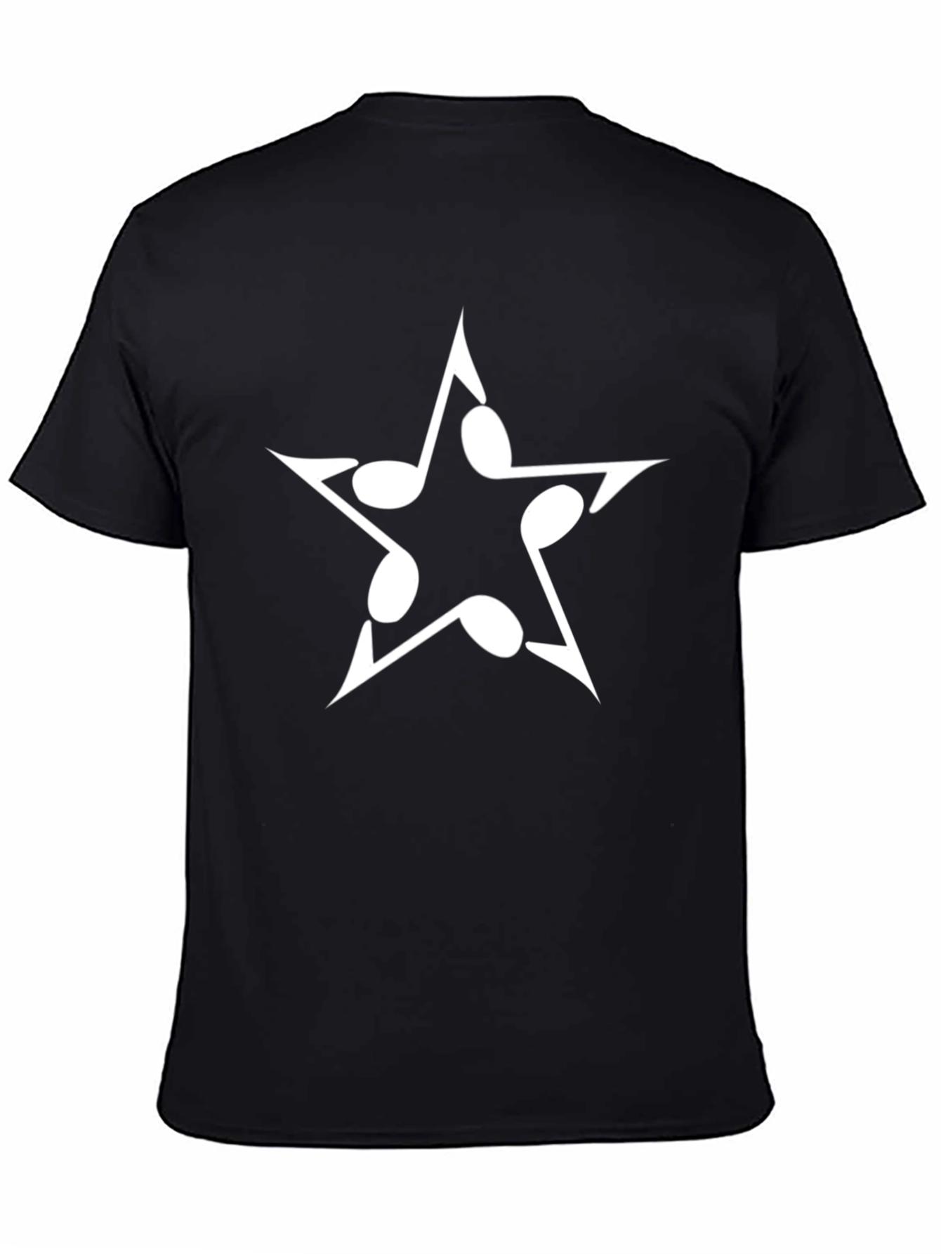 Musical Note Star Graphic Tee - Black