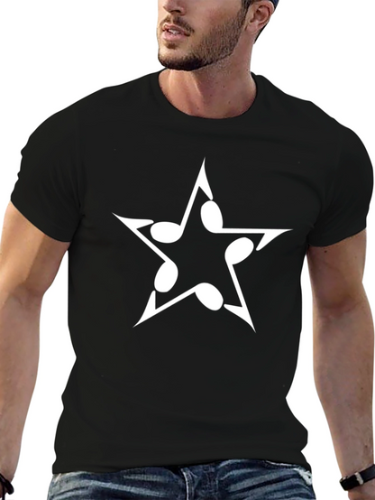 Musical Note Star Graphic Tee - Black