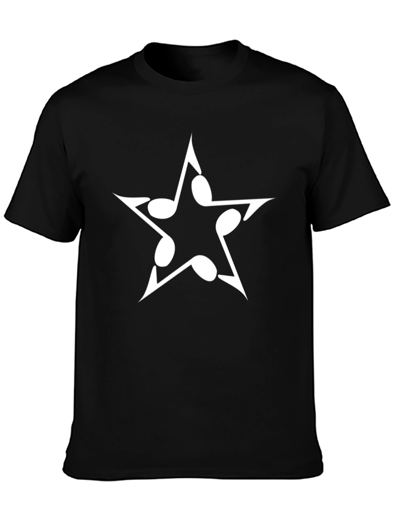 Musical Note Star Graphic Tee - Black