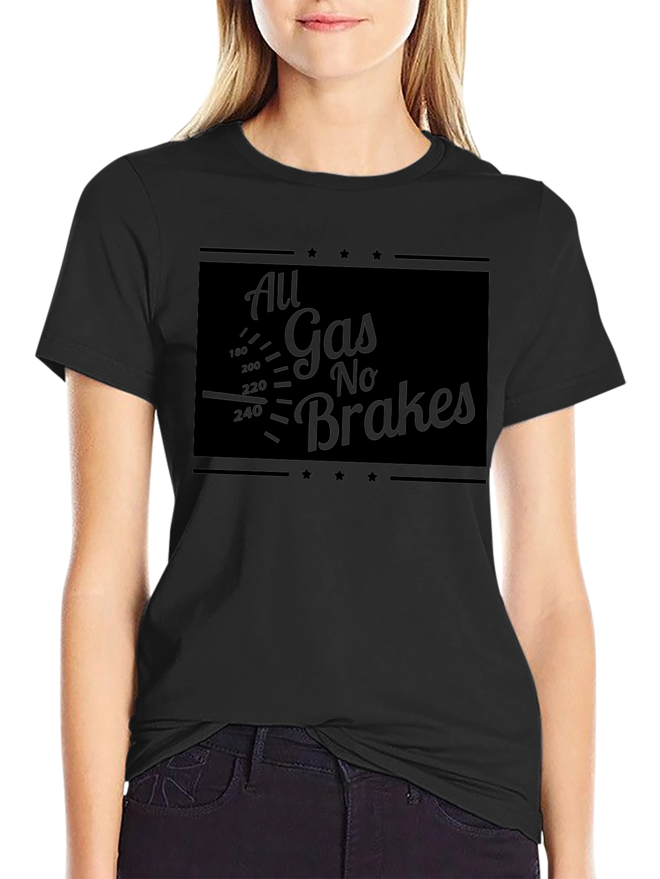 All Gas No Brakes Graphic Tee - Black