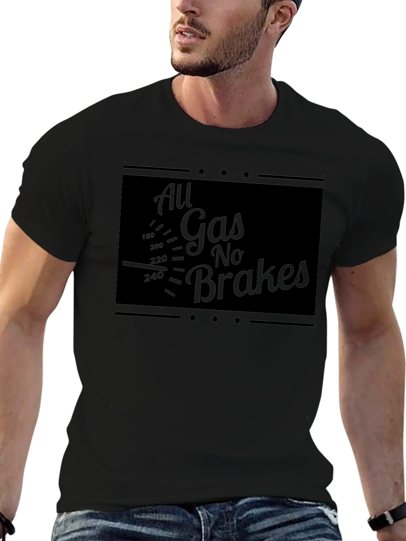 All Gas No Brakes Graphic Tee - Black