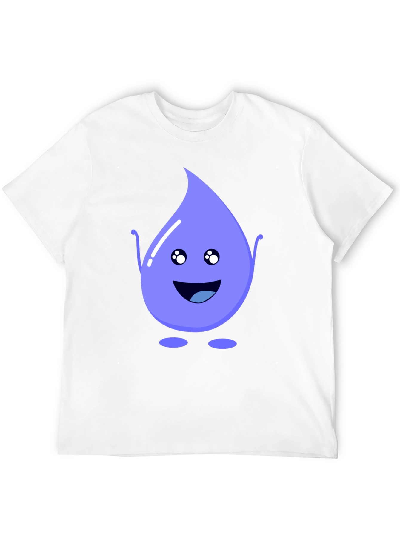 Cute Water Drop Graphic Tee - Black Cotton T-Shirt