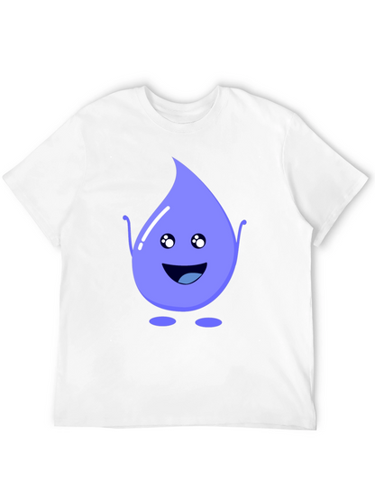 Cute Water Drop Graphic Tee - Black Cotton T-Shirt