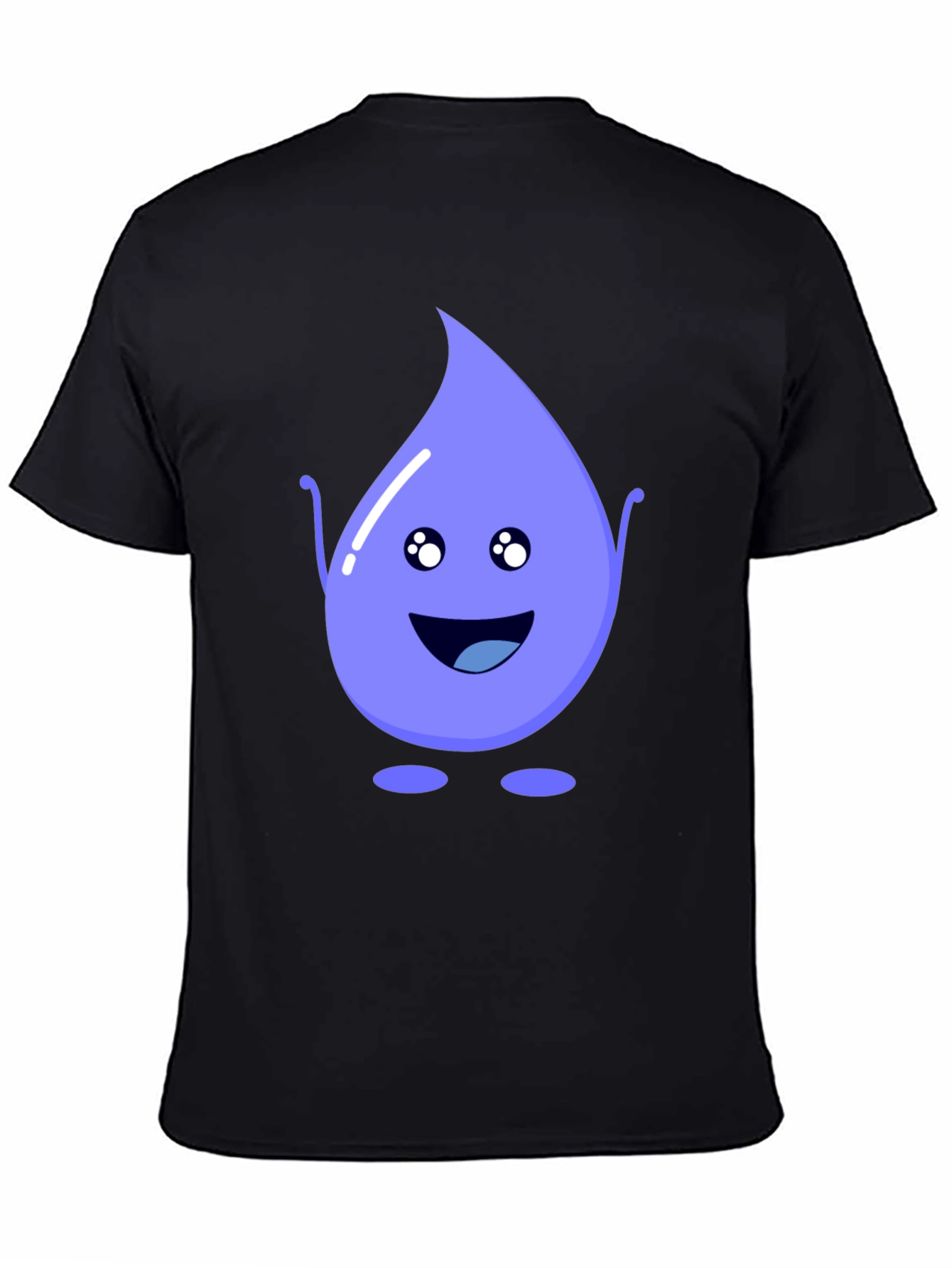 Cute Water Drop Graphic Tee - Black Cotton T-Shirt