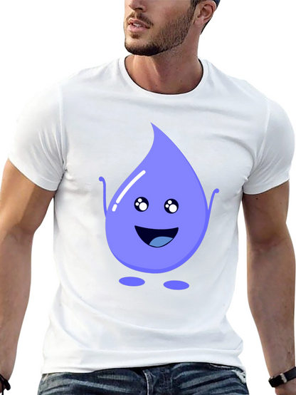 Cute Water Drop Graphic Tee - Black Cotton T-Shirt