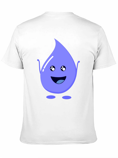 Cute Water Drop Graphic Tee - Black Cotton T-Shirt