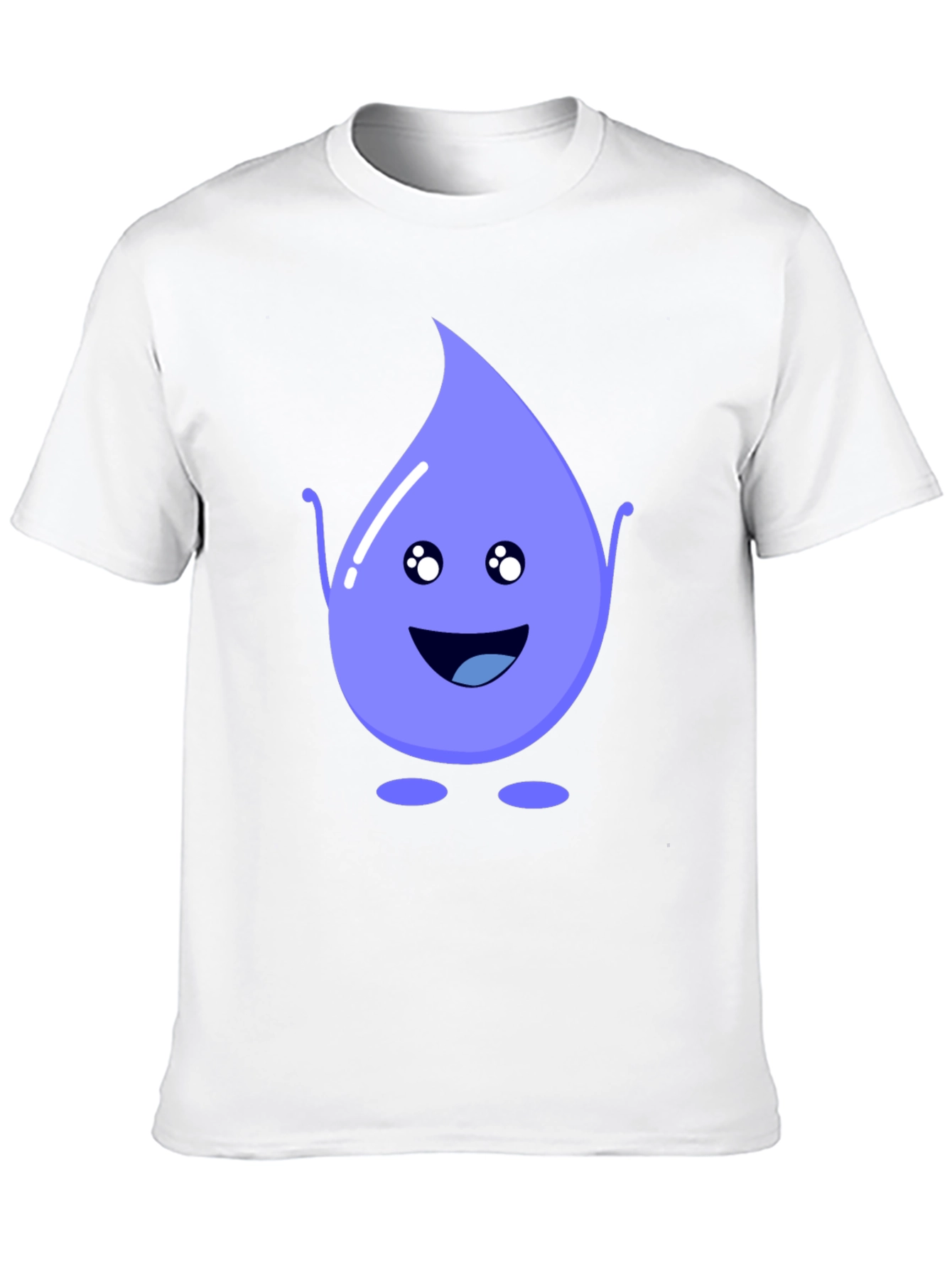 Cute Water Drop Graphic Tee - Black Cotton T-Shirt
