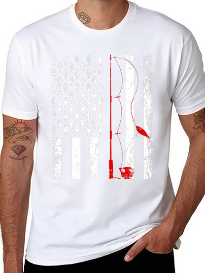 Fishing American Flag T-Shirt - Bass Fisherman Tee