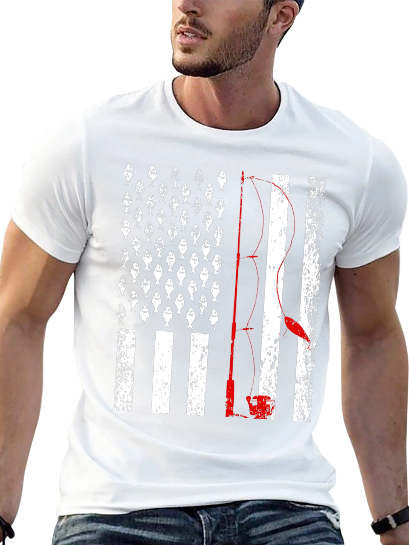 Fishing American Flag T-Shirt - Bass Fisherman Tee