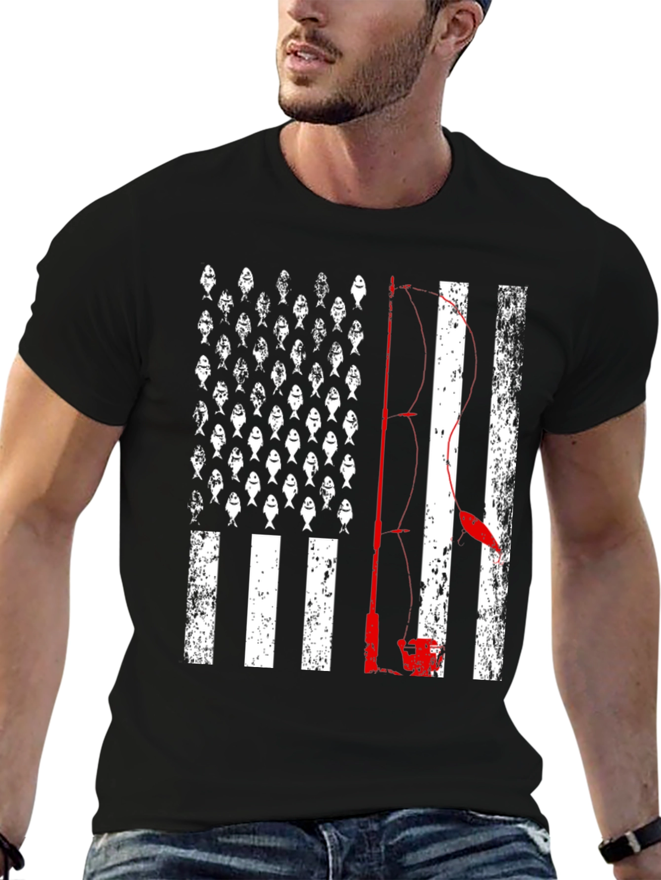 Fishing American Flag T-Shirt - Bass Fisherman Tee