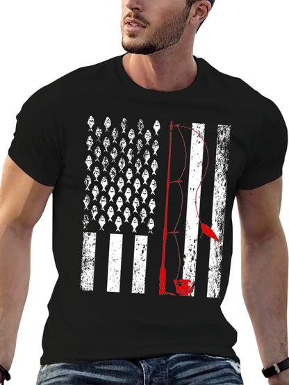 Fishing American Flag T-Shirt - Bass Fisherman Tee