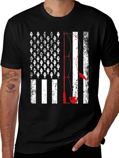 Fishing American Flag T-Shirt - Bass Fisherman Tee