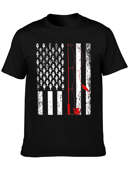 Fishing American Flag T-Shirt - Bass Fisherman Tee