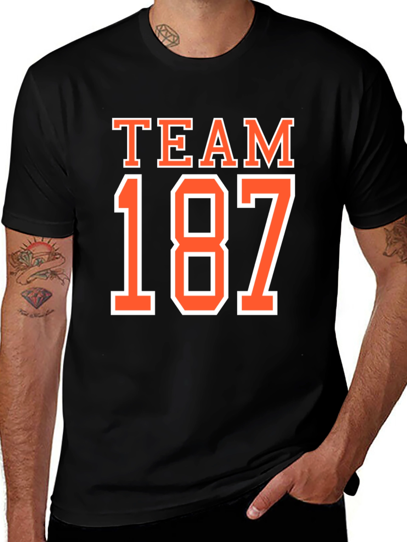 Team 187 Graphic Tee - Black Cotton T-Shirt