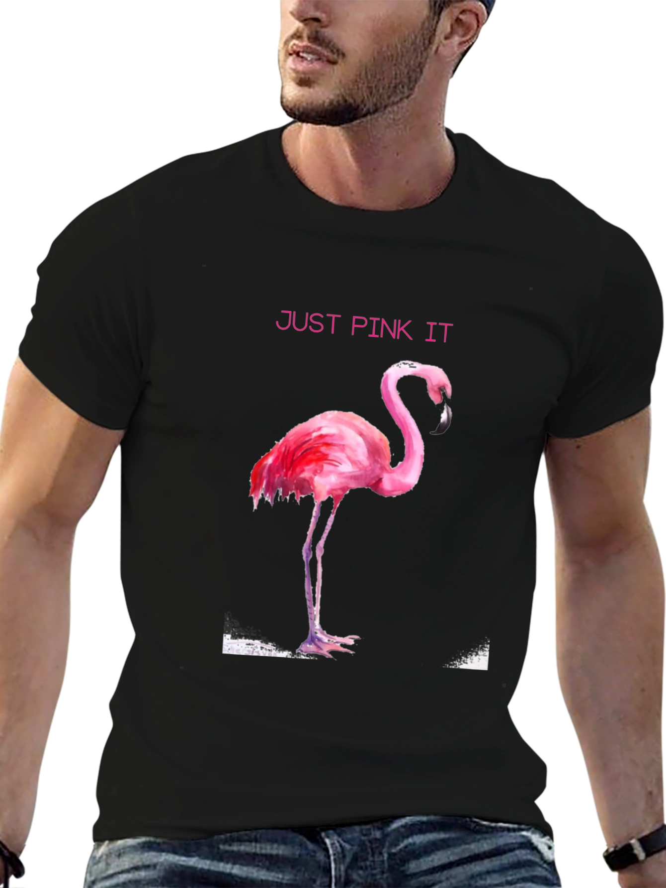 Just Pink It Flamingo Graphic Tee - Black