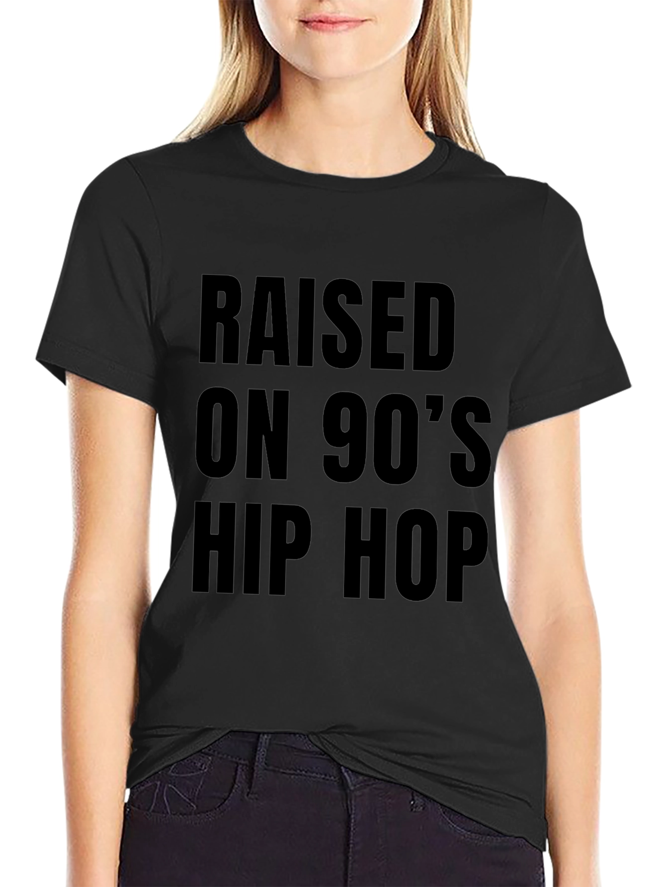 Raised on 90s Hip Hop Black T-Shirt