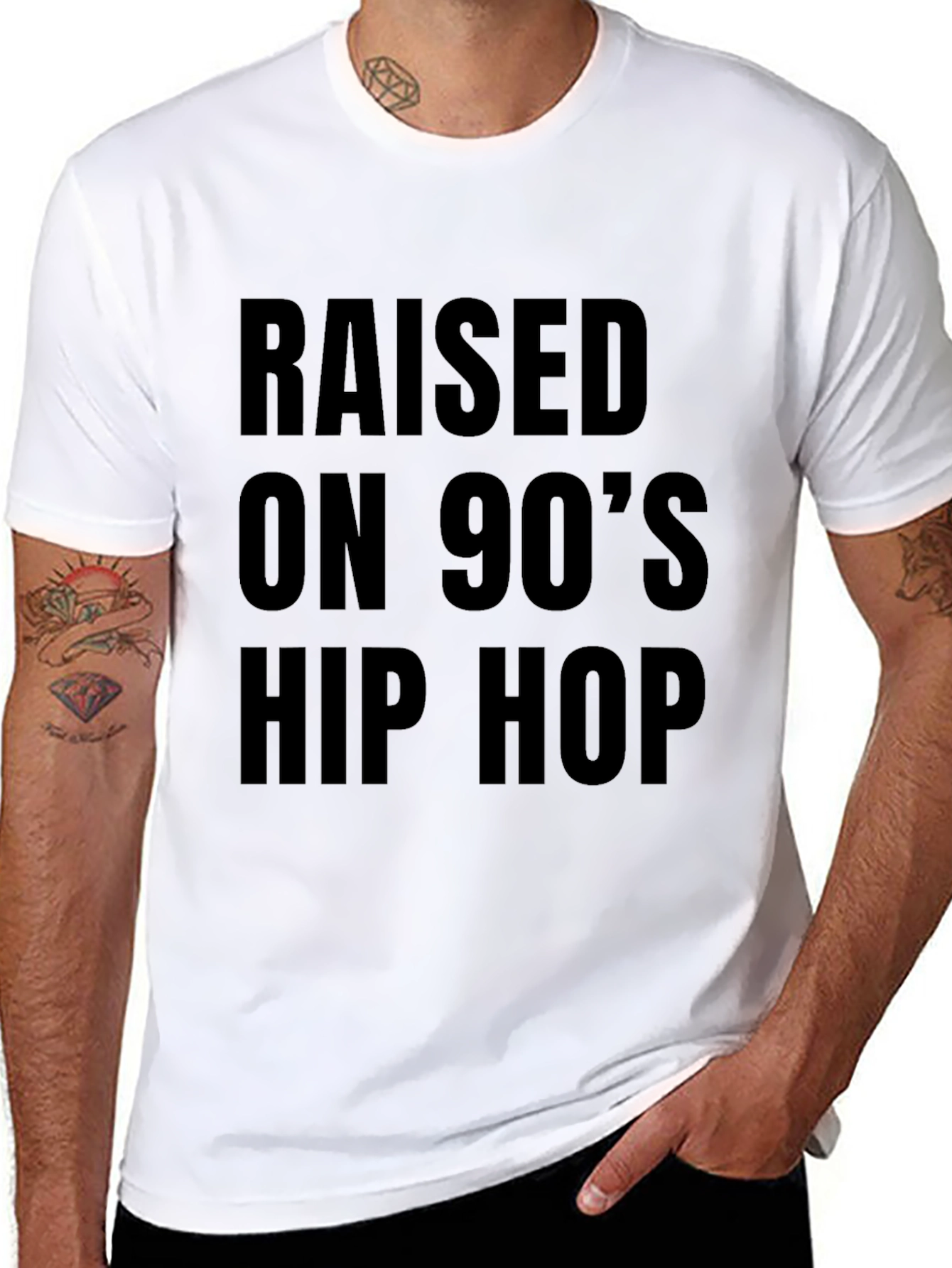 Raised on 90s Hip Hop Black T-Shirt