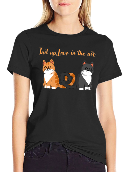 Cute Cats T-Shirt - Tail Up Love in the Air