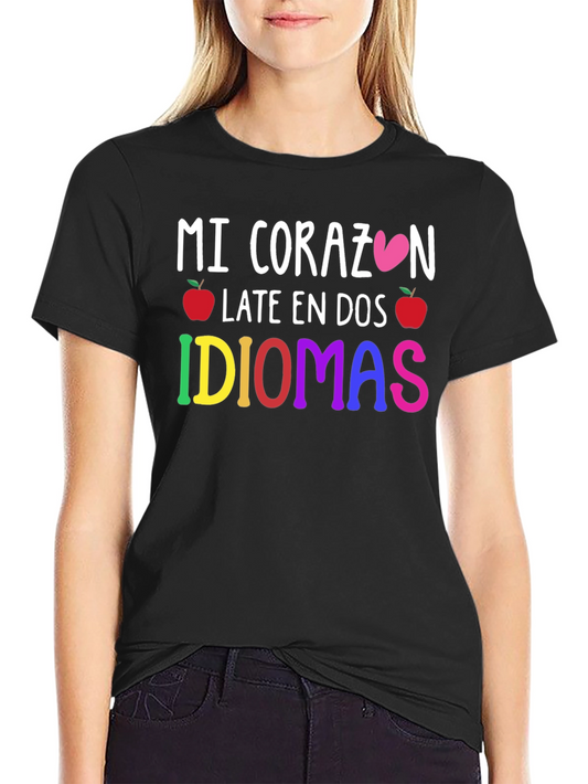 Bilingual Heart T-Shirt - Mi Corazon Late En Dos Idiomas