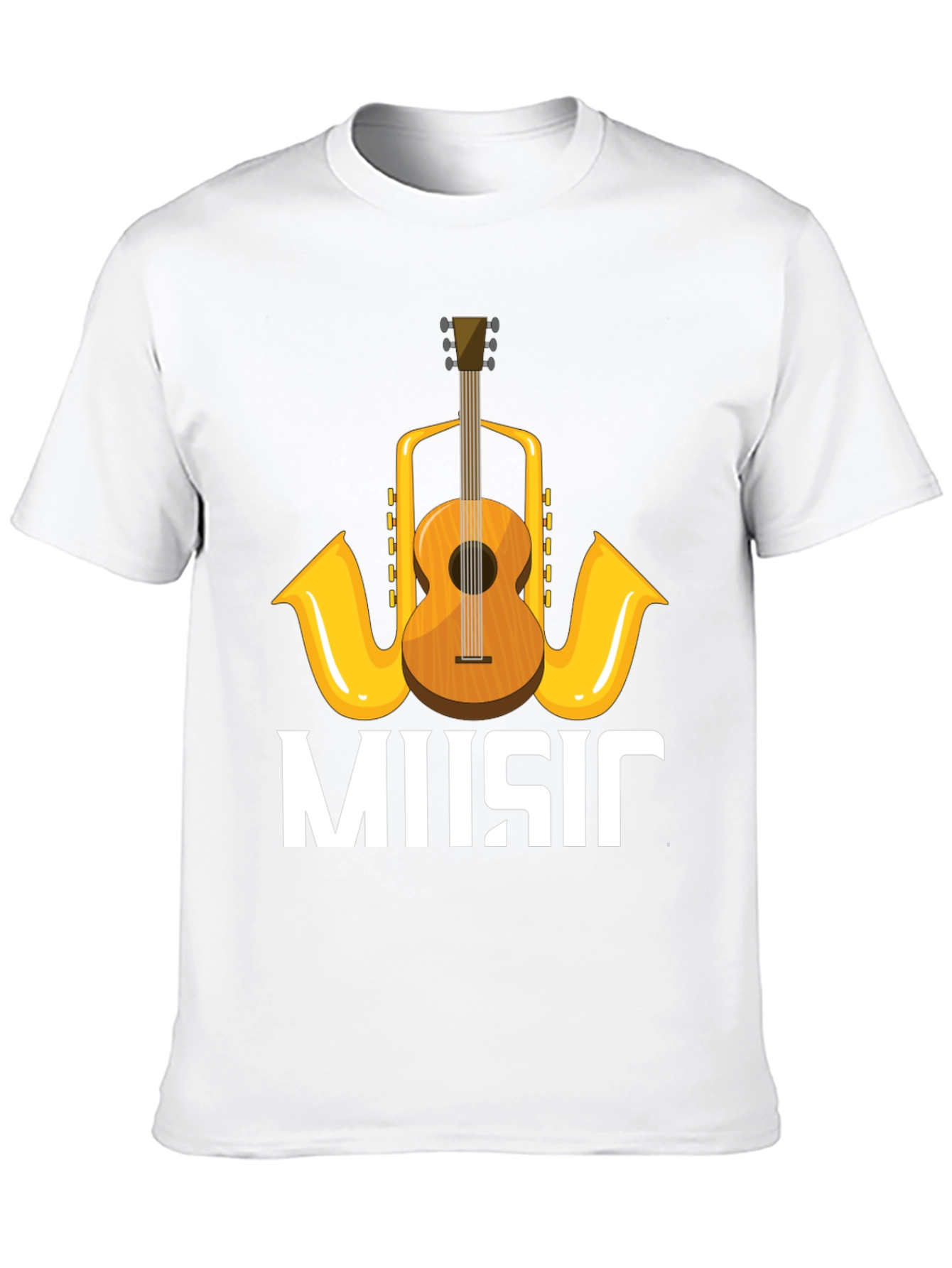 Music Lovers T-Shirt with Guitar & Saxophone Graphic
