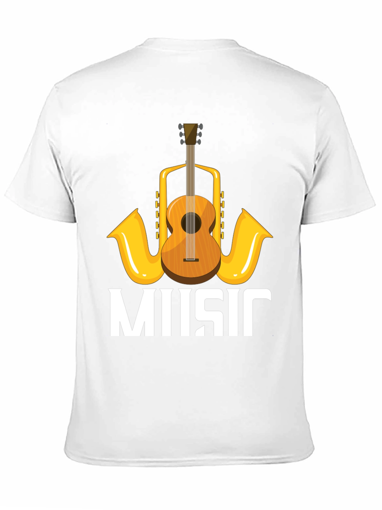Music Lovers T-Shirt with Guitar & Saxophone Graphic