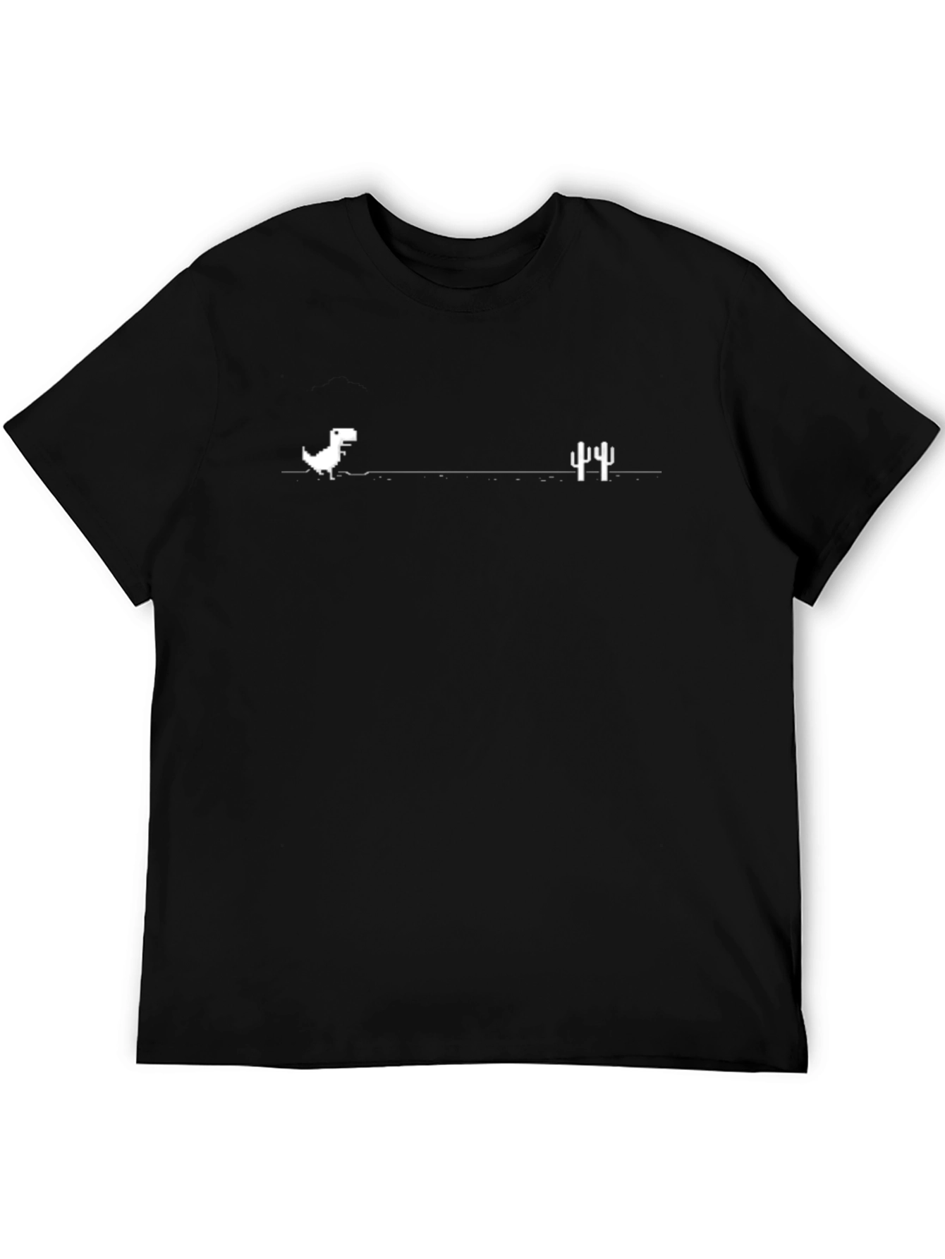 Chrome Dino T-Shirt - Black Tee for Gamers