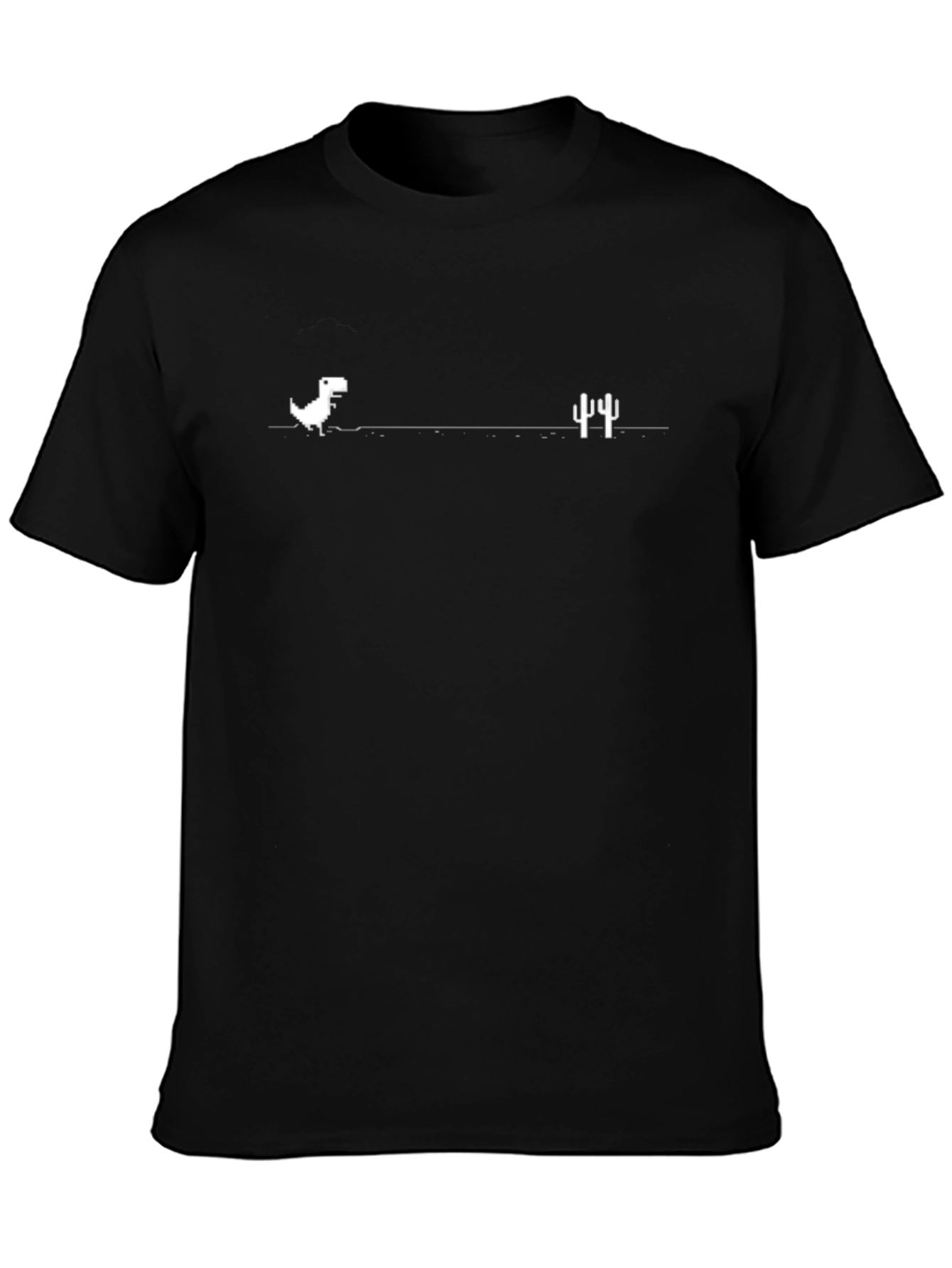 Chrome Dino T-Shirt - Black Tee for Gamers