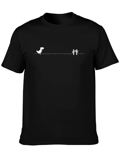 Chrome Dino T-Shirt - Black Tee for Gamers