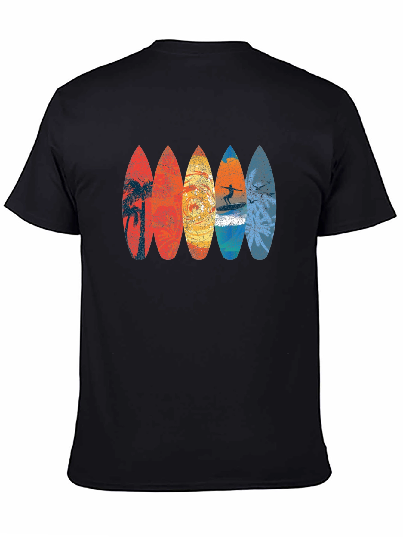 Retro Surfboard Graphic Tee - Black