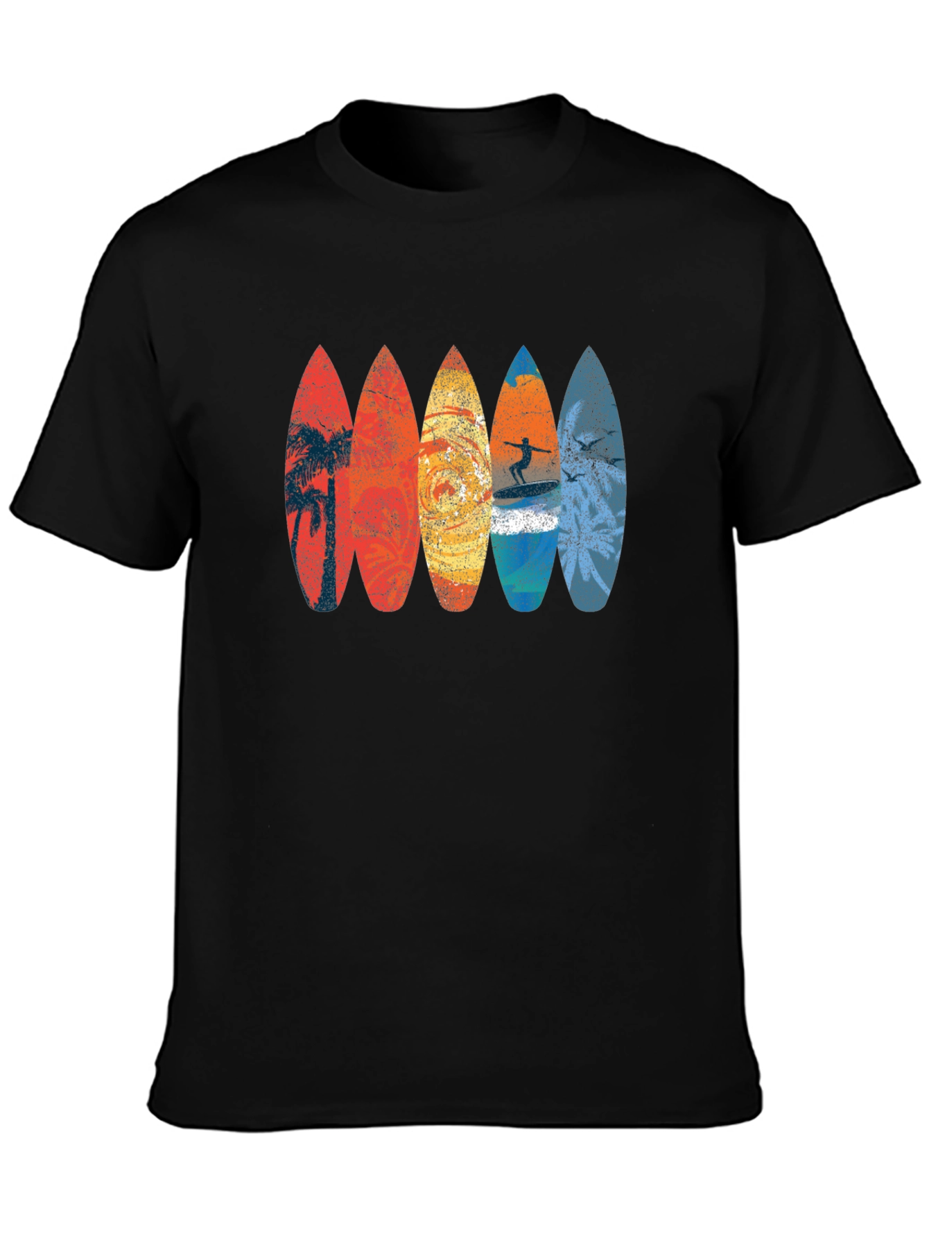Retro Surfboard Graphic Tee - Black