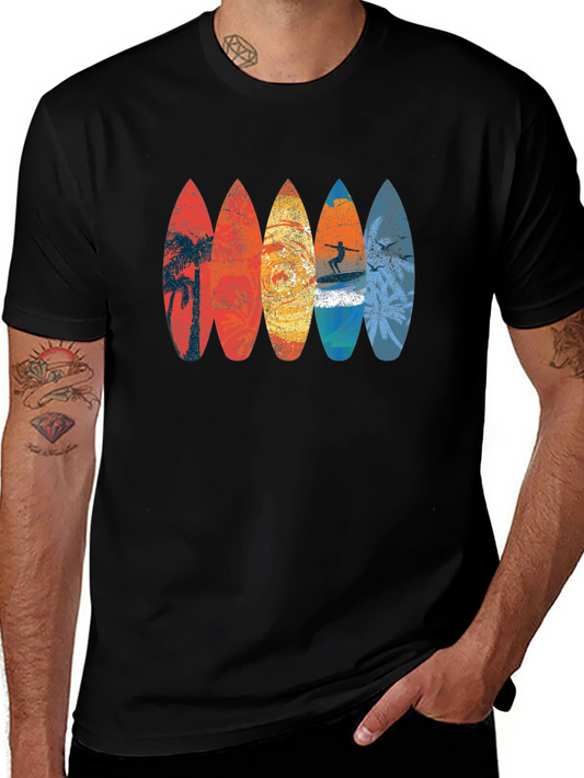 Retro Surfboard Graphic Tee - Black