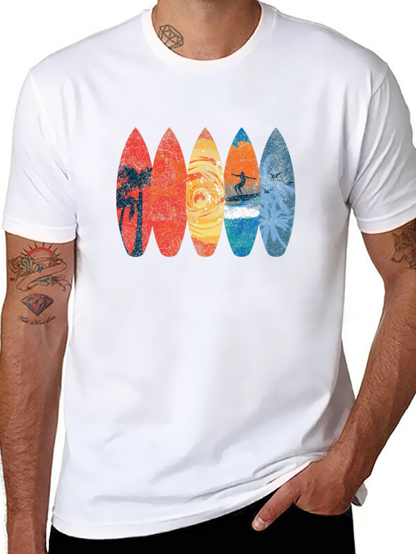 Retro Surfboard Graphic Tee - Black