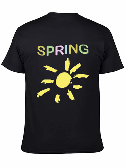 Spring Sunshine Graphic Tee - Soft Black Cotton Shirt
