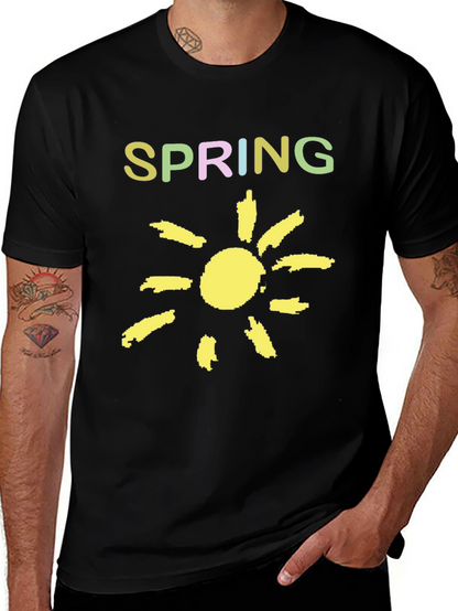Spring Sunshine Graphic Tee - Soft Black Cotton Shirt