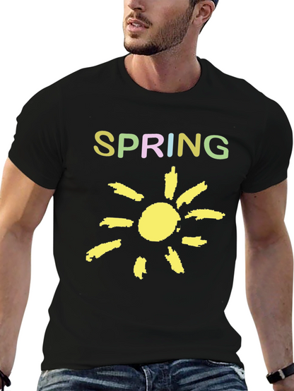 Spring Sunshine Graphic Tee - Soft Black Cotton Shirt
