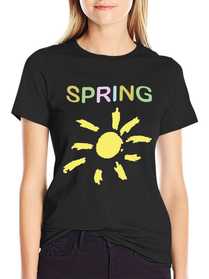 Spring Sunshine Graphic Tee - Soft Black Cotton Shirt