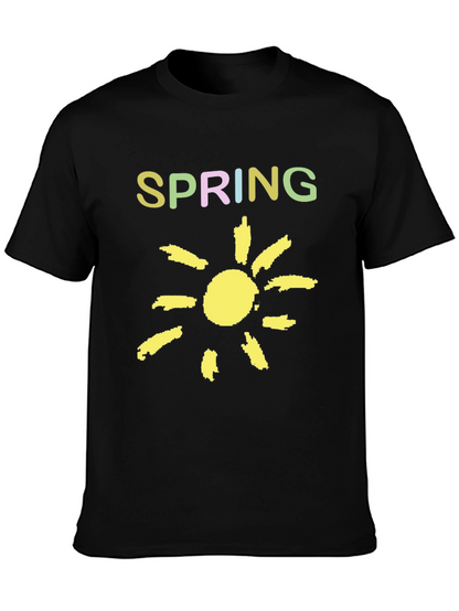 Spring Sunshine Graphic Tee - Soft Black Cotton Shirt