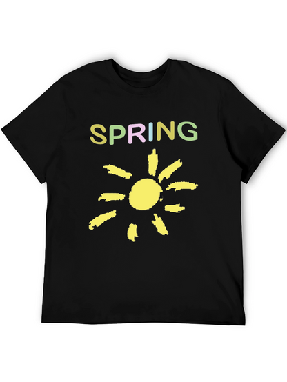 Spring Sunshine Graphic Tee - Soft Black Cotton Shirt