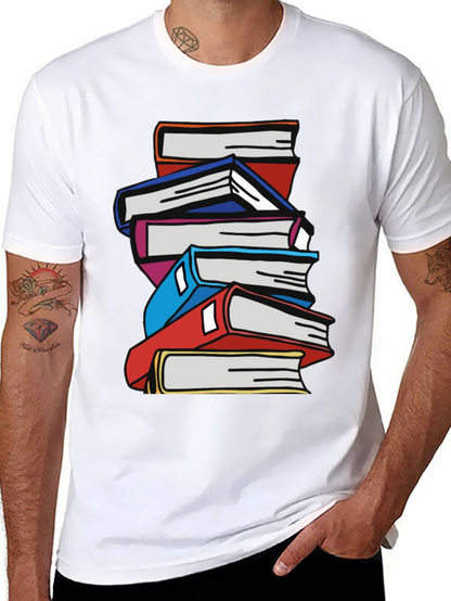 Stacked Books Graphic T-Shirt - Black