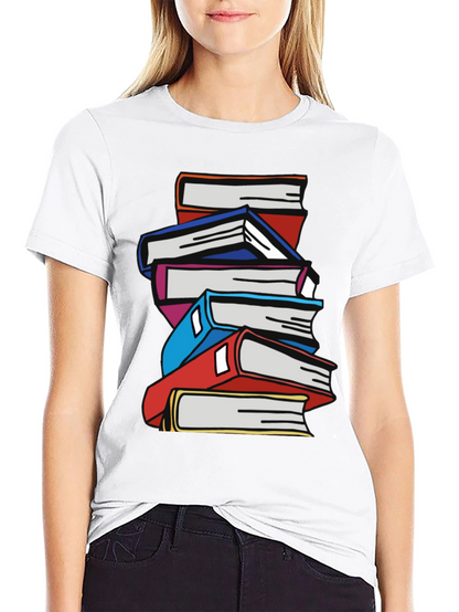 Stacked Books Graphic T-Shirt - Black