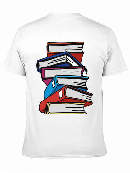 Stacked Books Graphic T-Shirt - Black