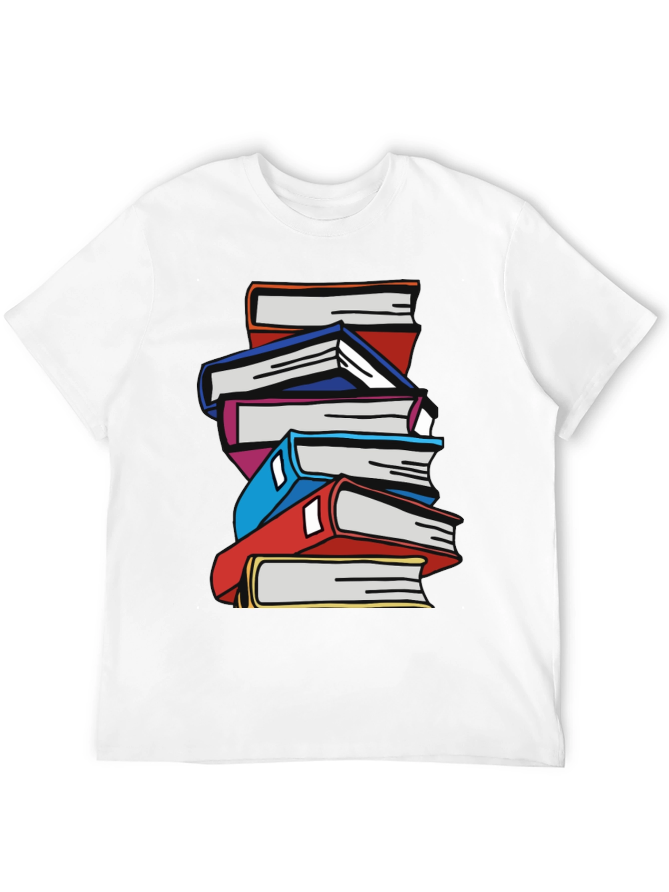 Stacked Books Graphic T-Shirt - Black