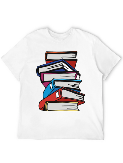 Stacked Books Graphic T-Shirt - Black