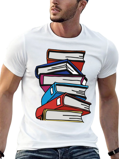 Stacked Books Graphic T-Shirt - Black