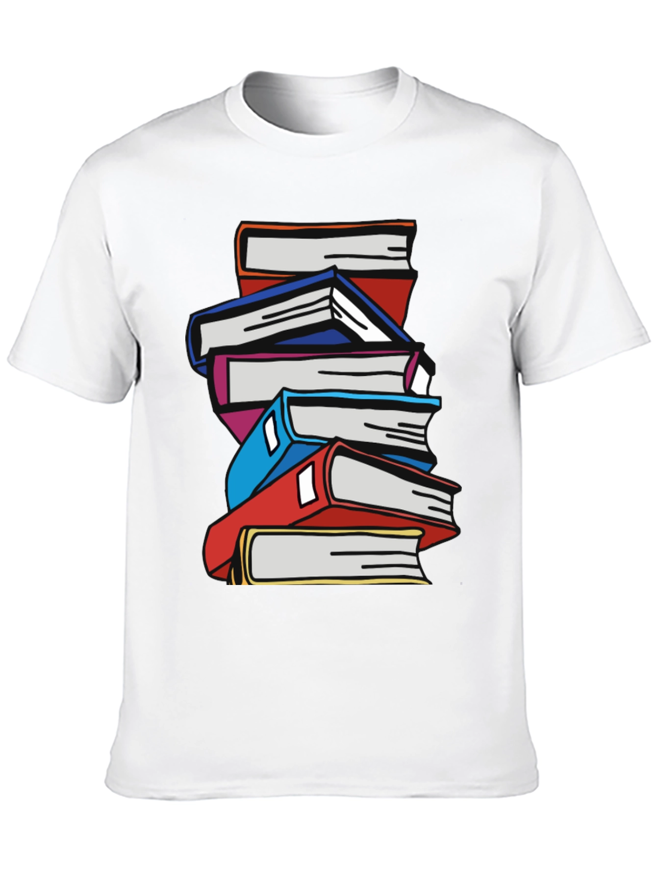 Stacked Books Graphic T-Shirt - Black