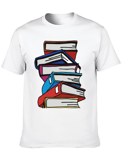 Stacked Books Graphic T-Shirt - Black