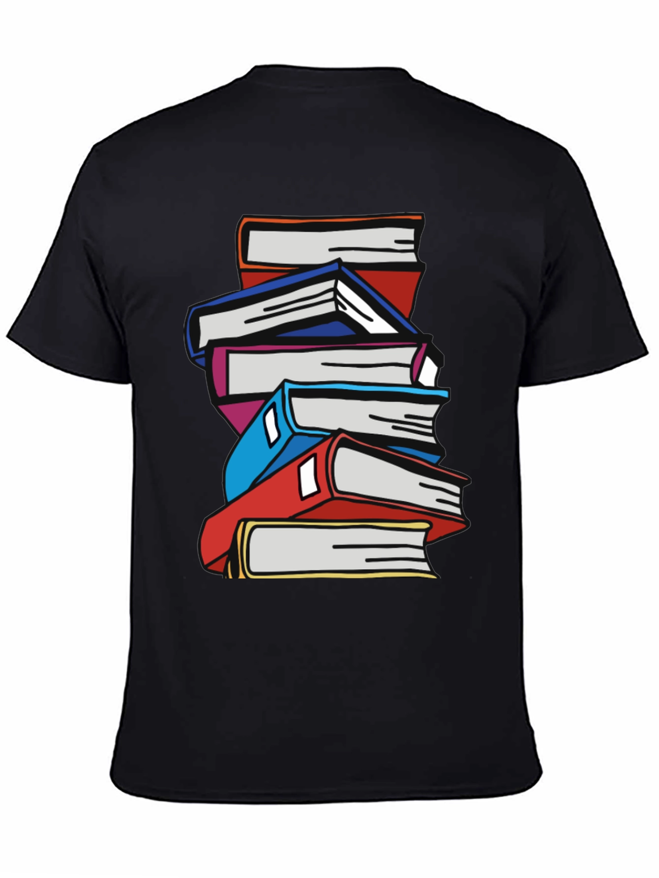 Stacked Books Graphic T-Shirt - Black