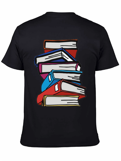 Stacked Books Graphic T-Shirt - Black