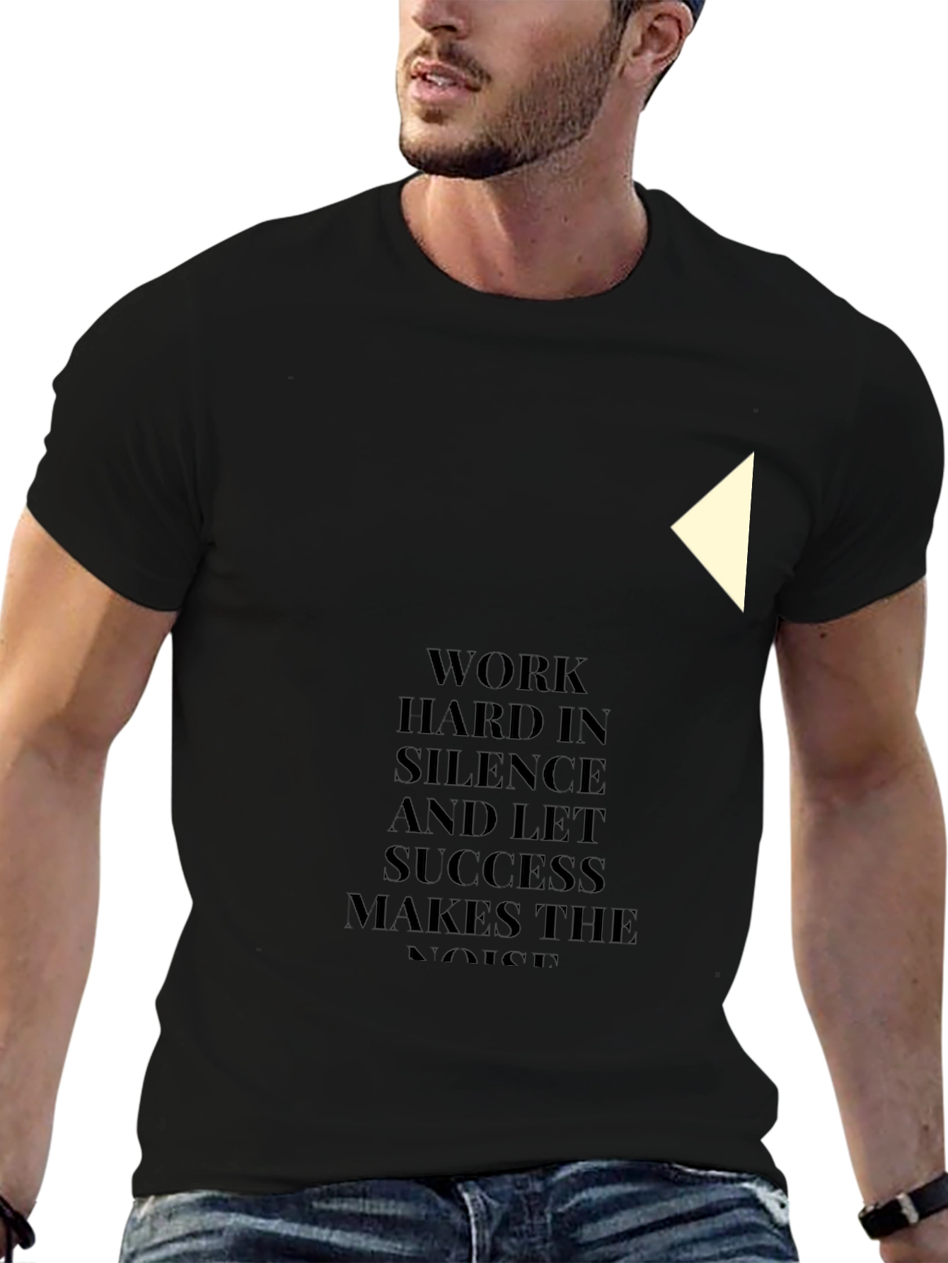 Motivational Black T-Shirt: Work Hard In Silence