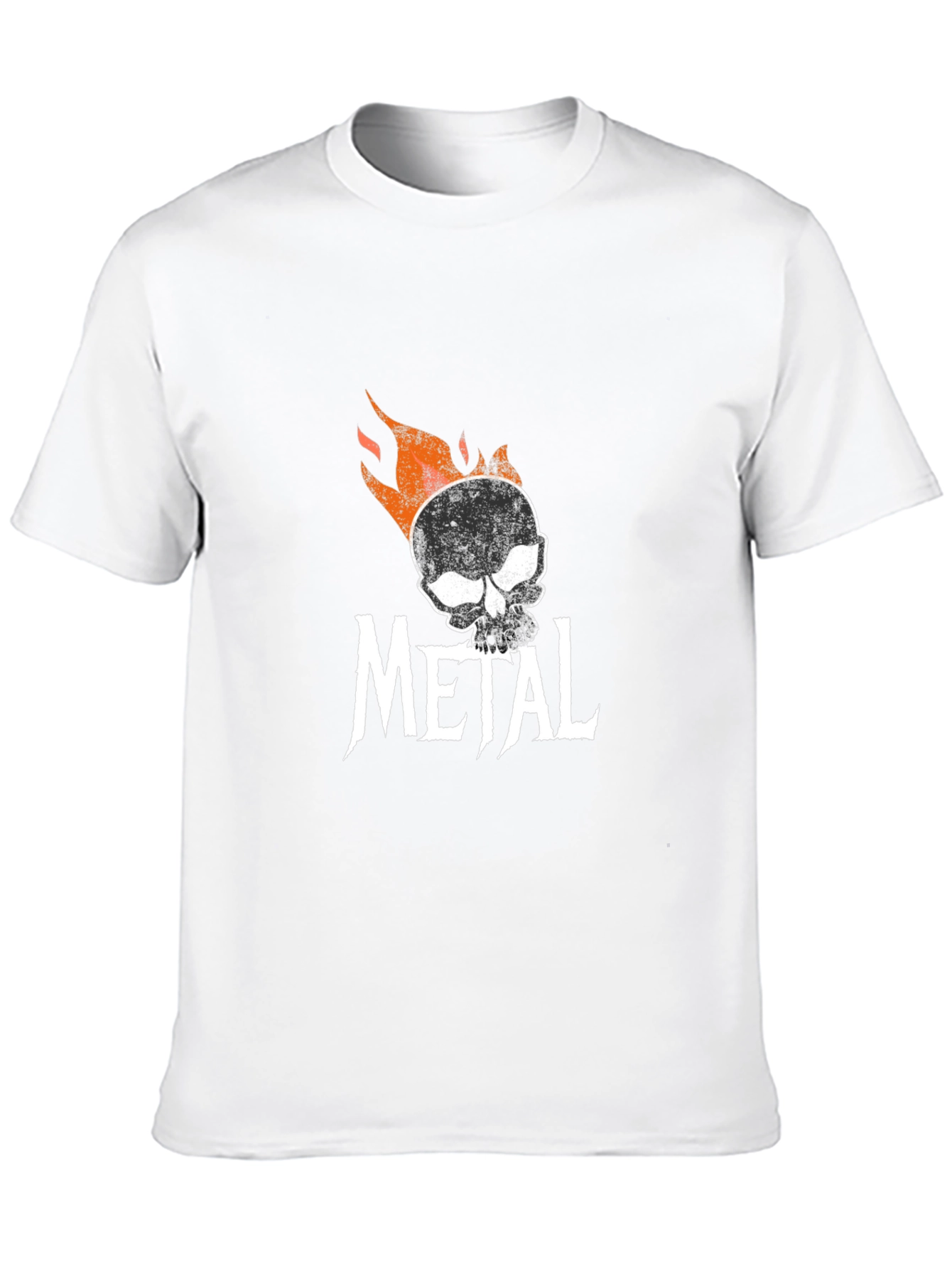 Flaming Skull Metal Graphic T-Shirt - Black Cotton Tee